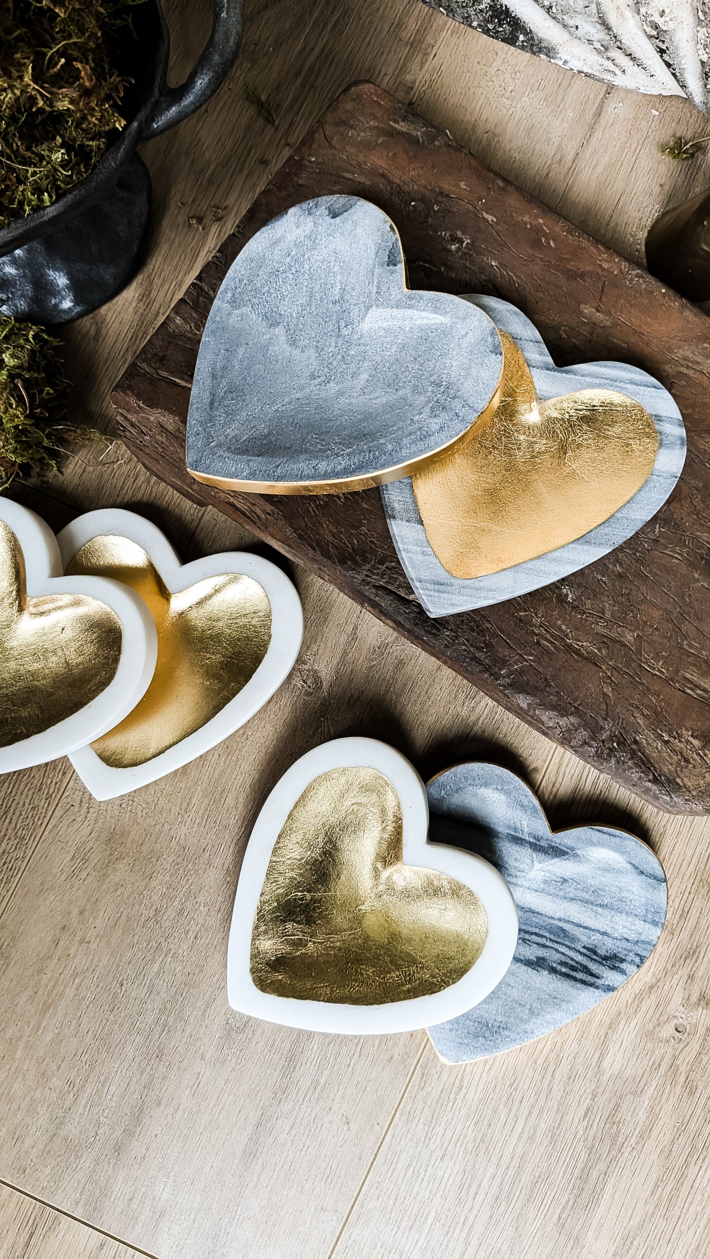 Gray Marble Foil Heart Tray