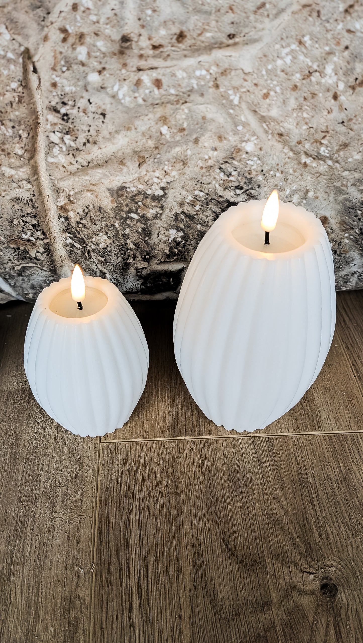 White Deluxe Ribbed LED Candle
