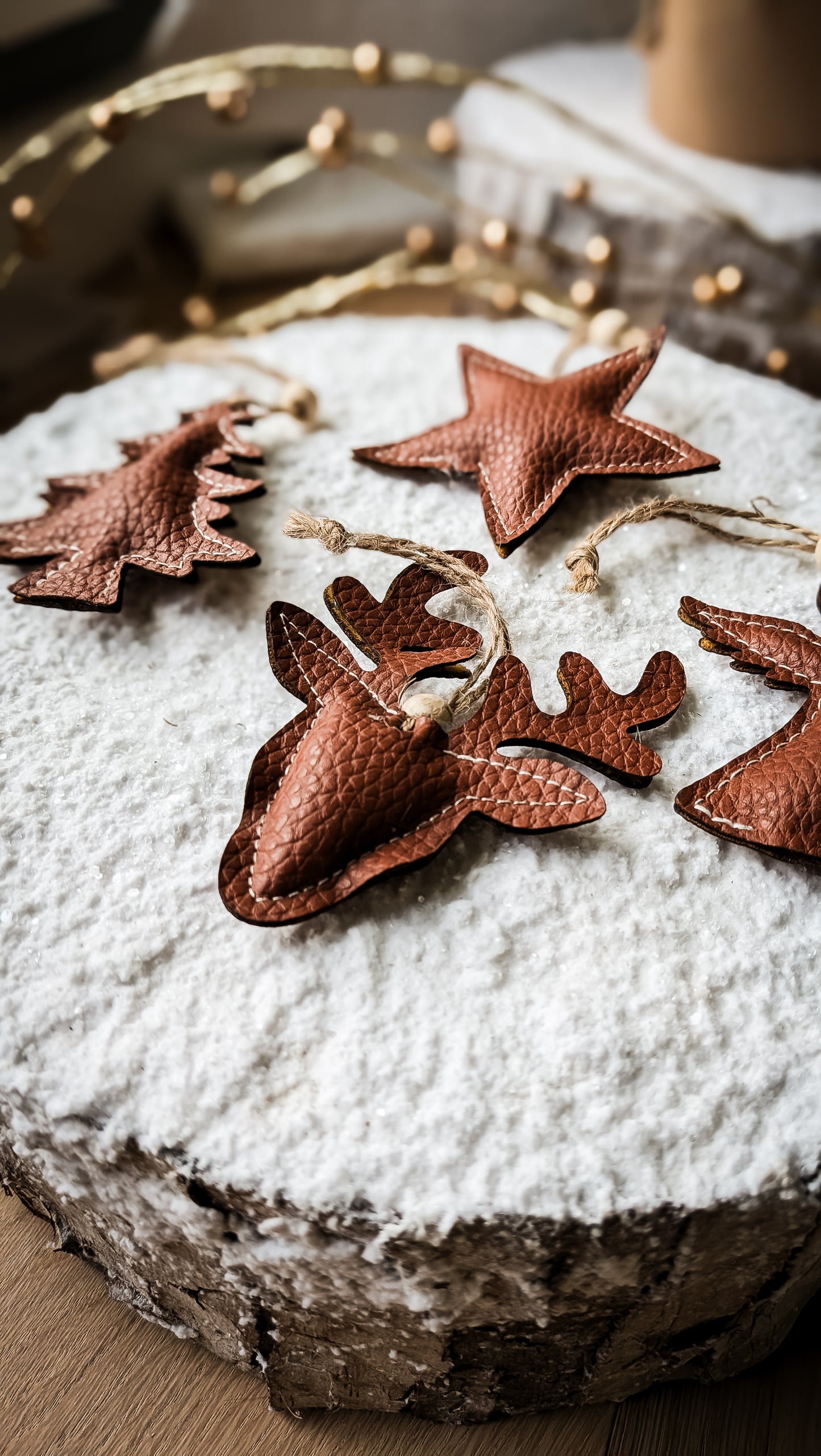 Faux Leather Christmas Ornaments