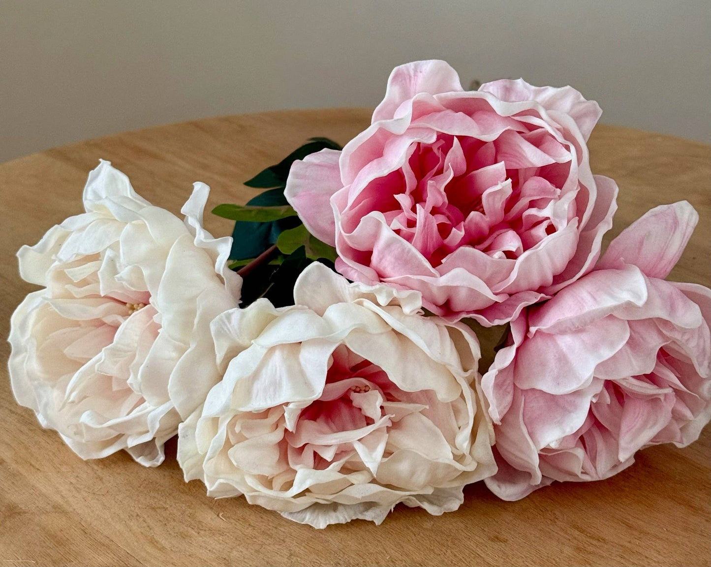 Real Touch Large Peony: Cream Pink