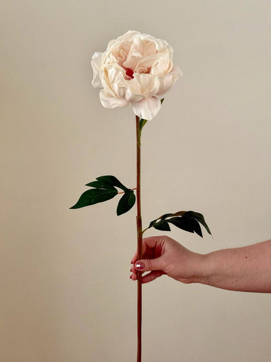 Real Touch Large Peony: Cream Pink