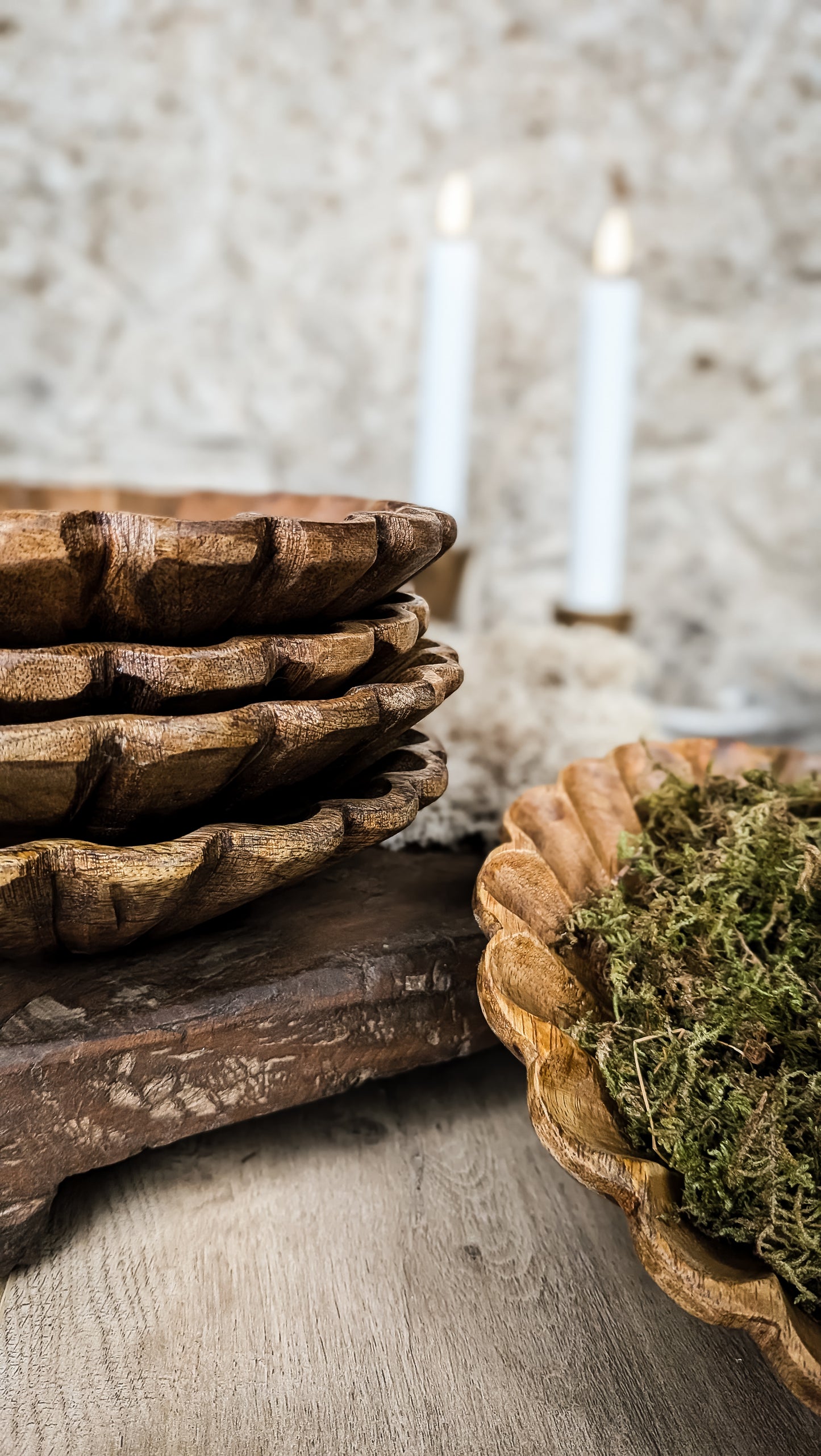 Scalloped Mango Wood Bowl