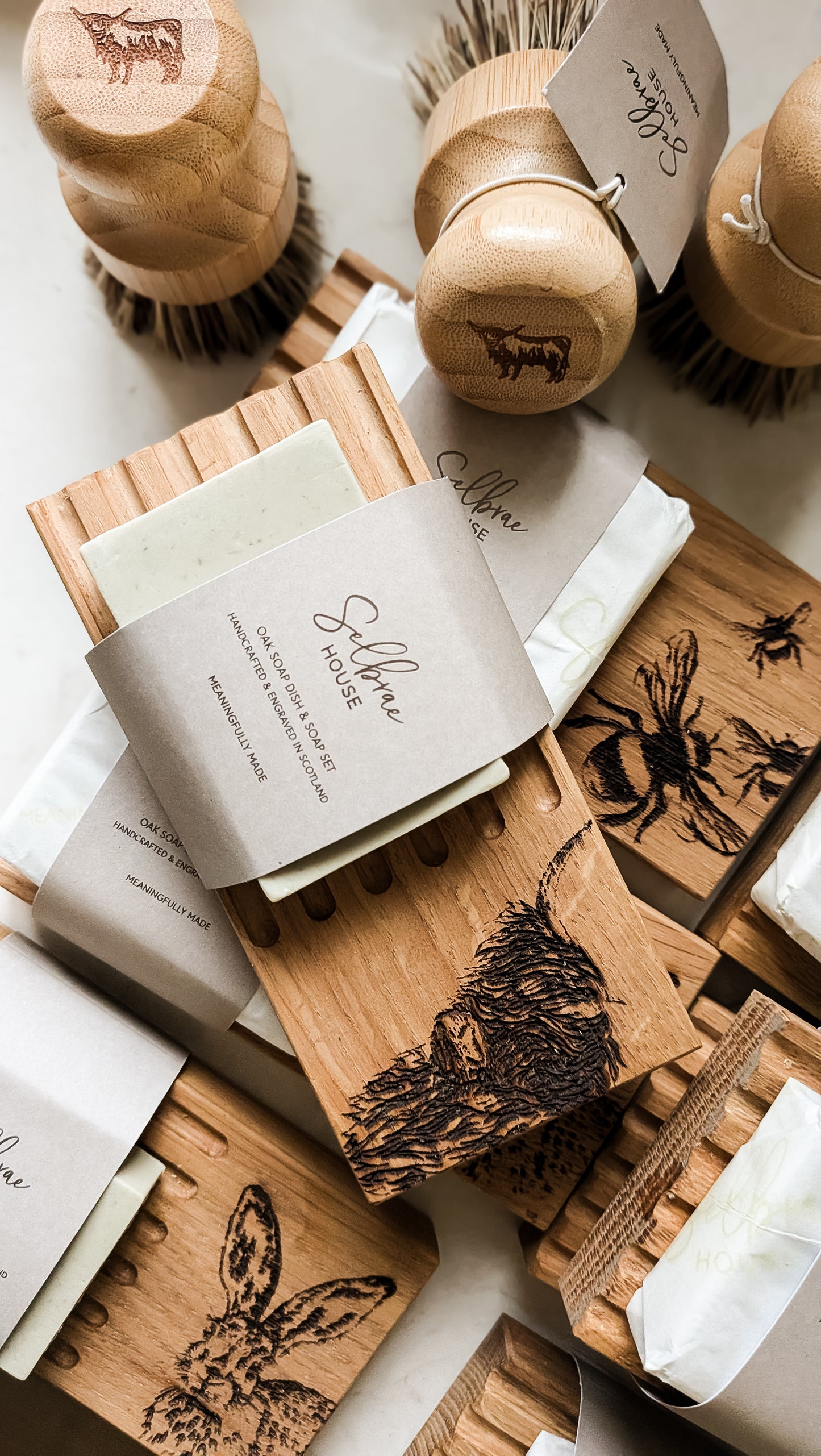 Branded Oak Dish & Soap Set