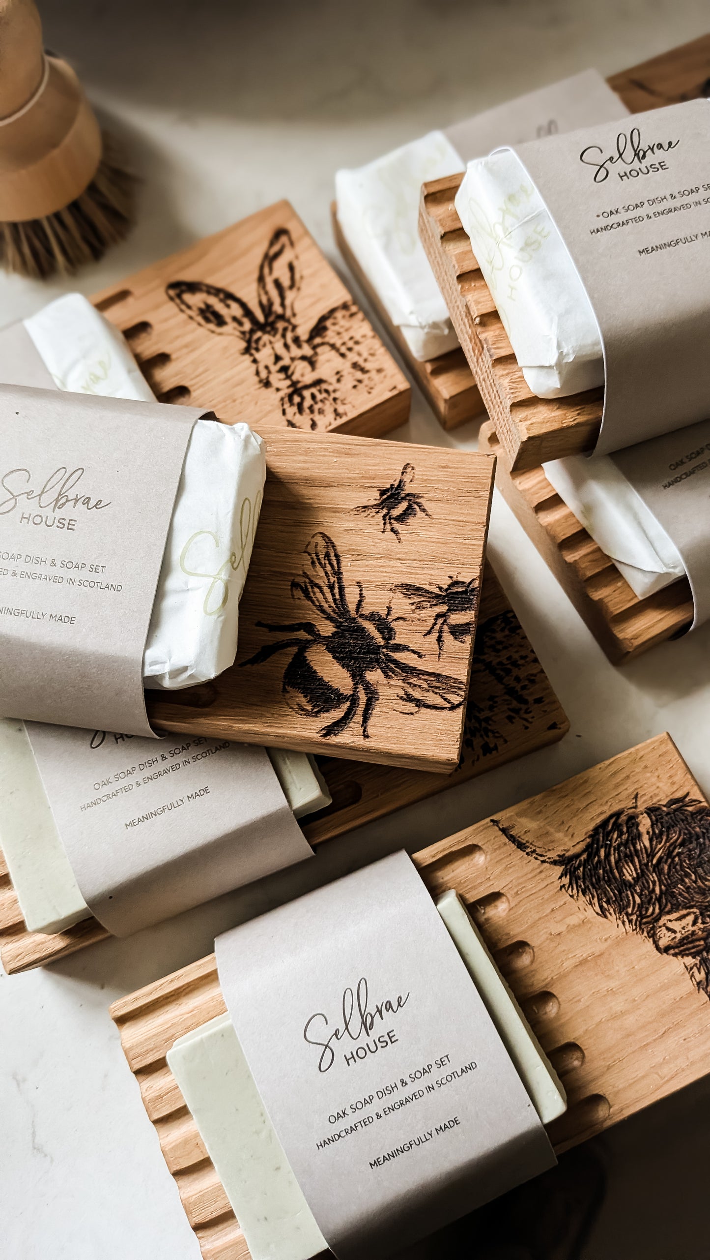 Branded Oak Dish & Soap Set