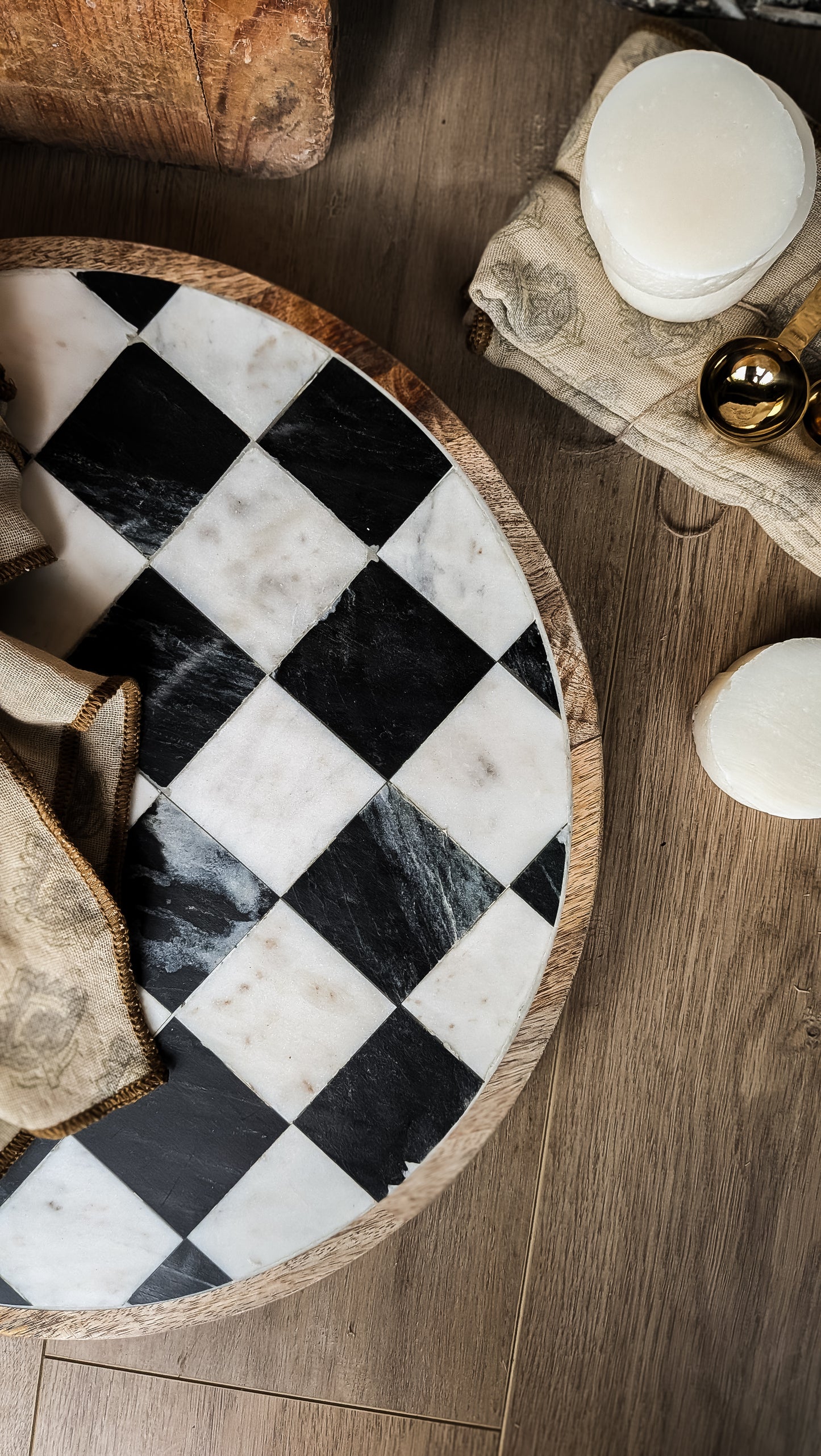Marble Checkered Lazy Susan