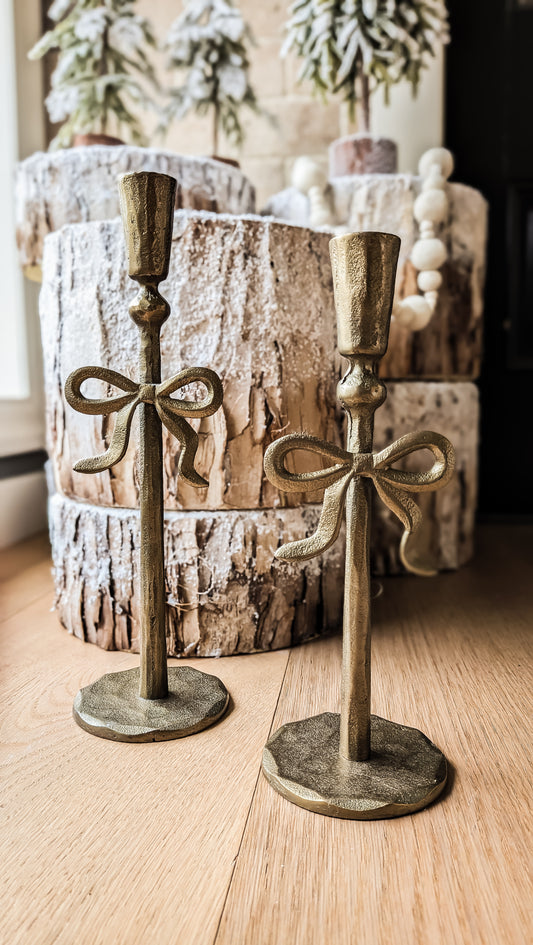 Antique Iron Bow Candle Holder