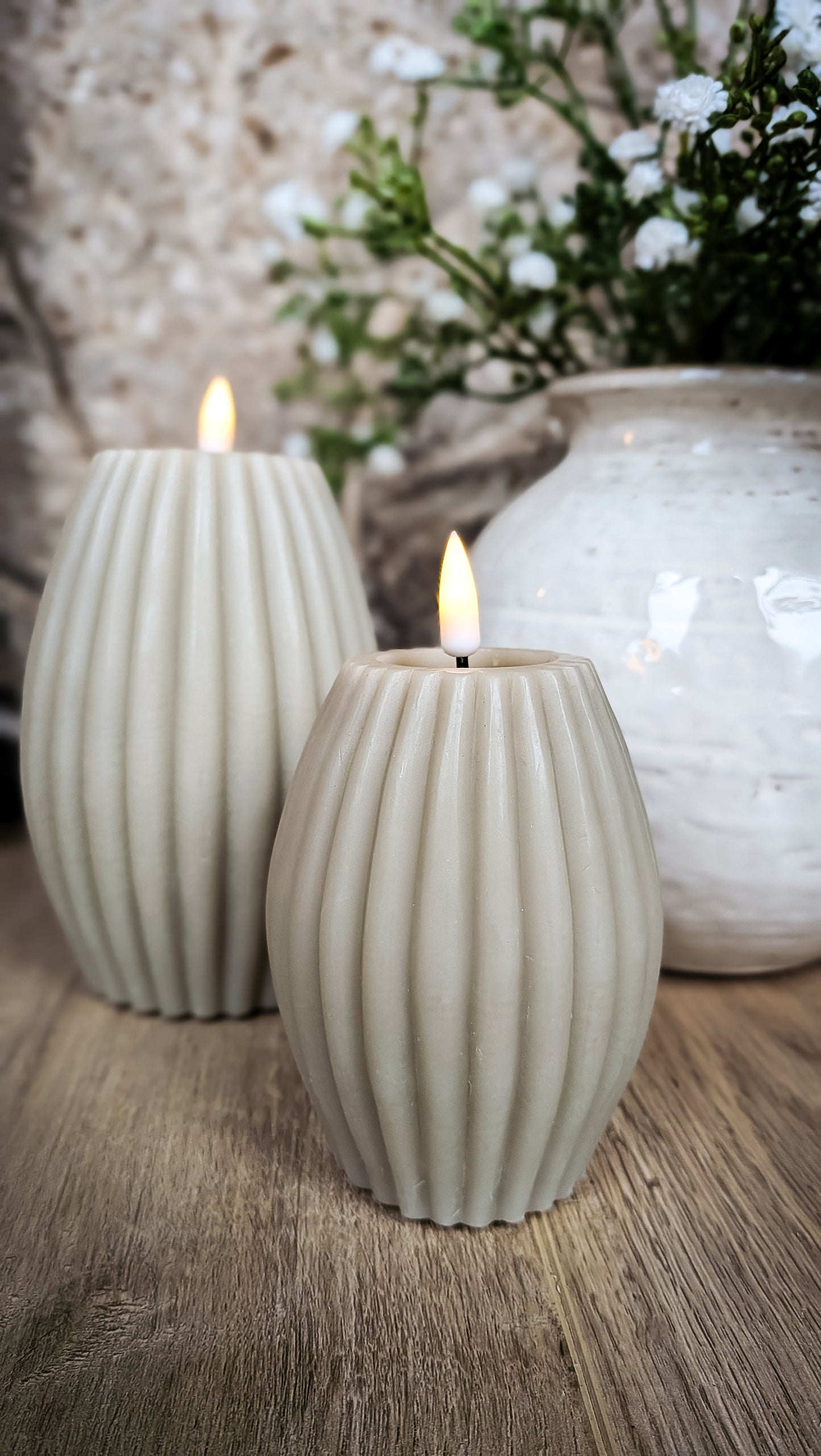 Smoke Deluxe Ribbed LED Candle