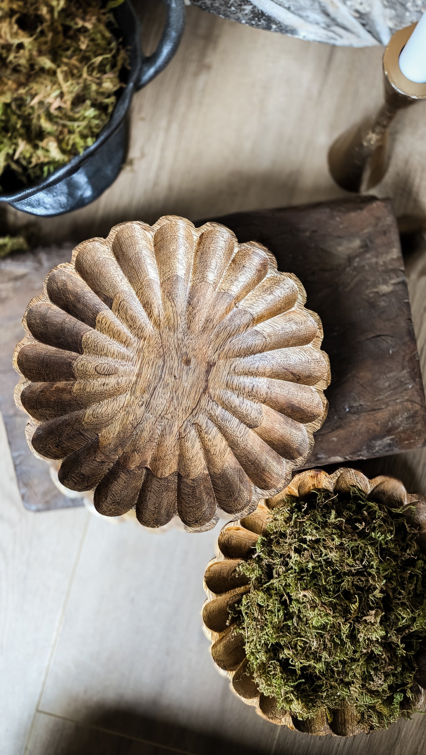 Scalloped Mango Wood Bowl