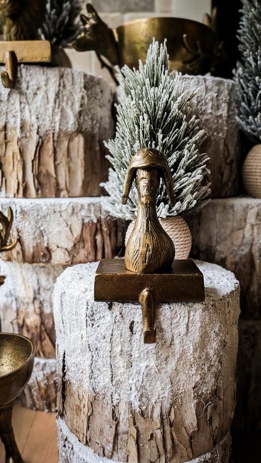 Eric + Eloise Collection Brass Stocking Holder, Charlie Duck