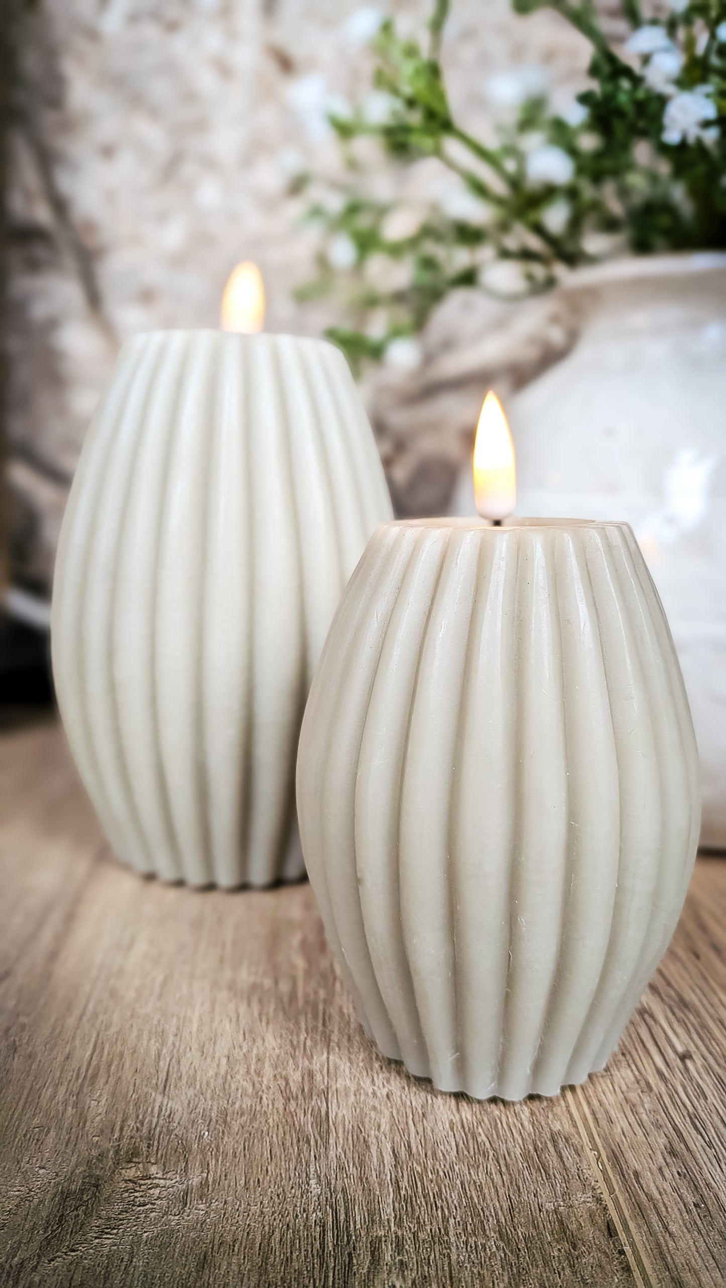 Smoke Deluxe Ribbed LED Candle