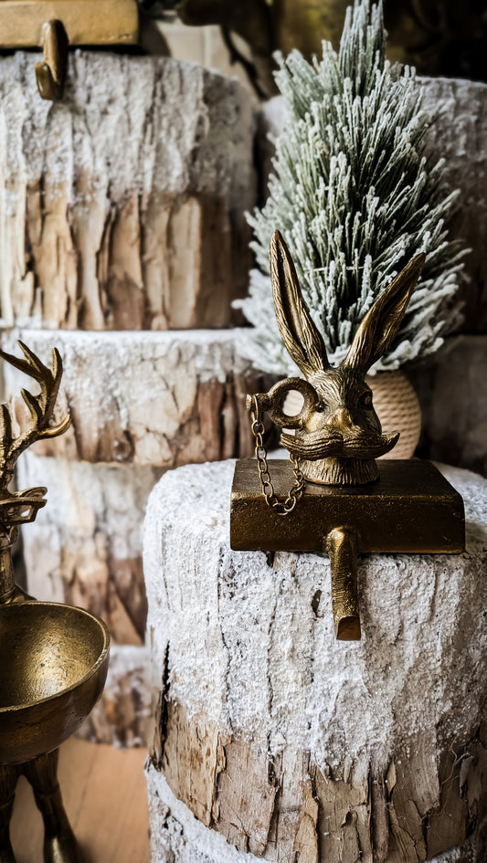 Eric + Eloise Collection Brass Stocking Holder, Eric Hare