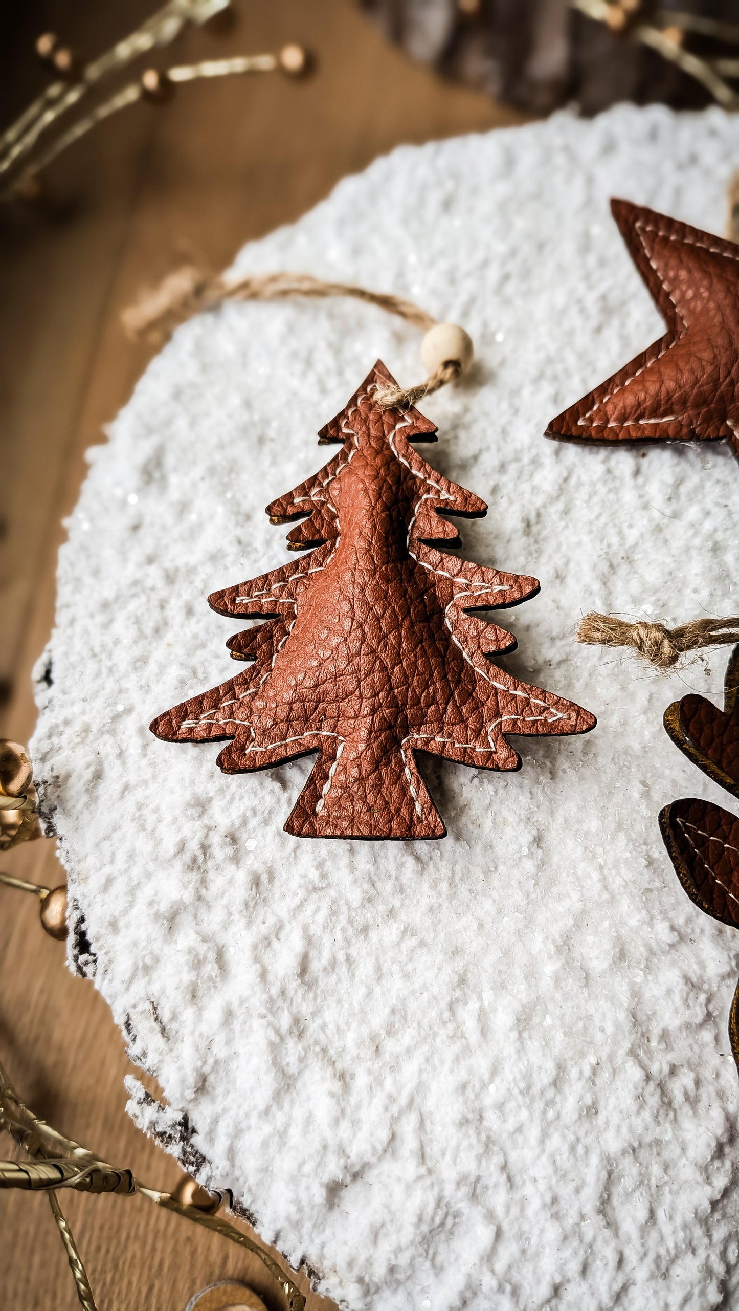 Faux Leather Christmas Ornaments