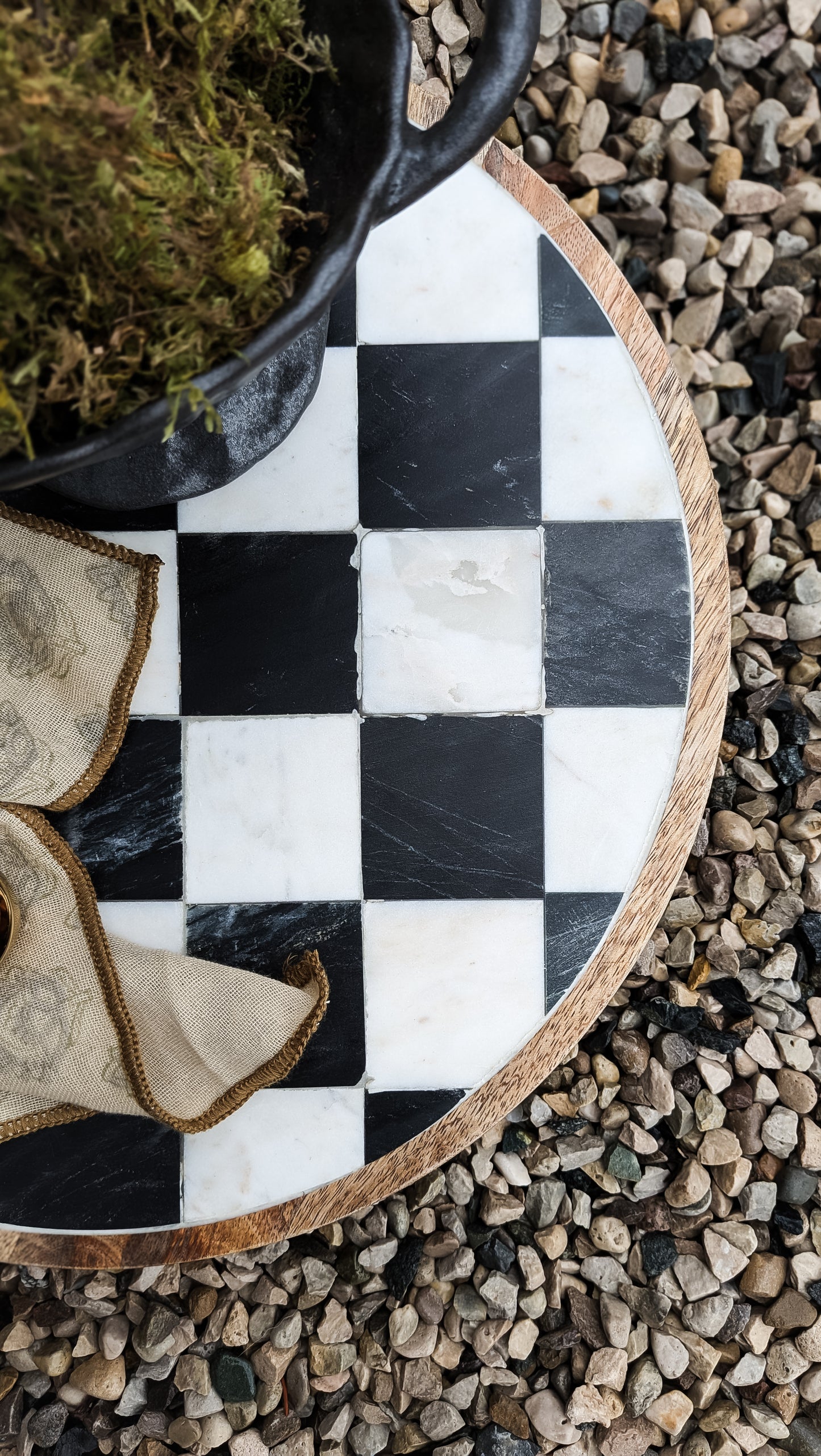 Marble Checkered Lazy Susan
