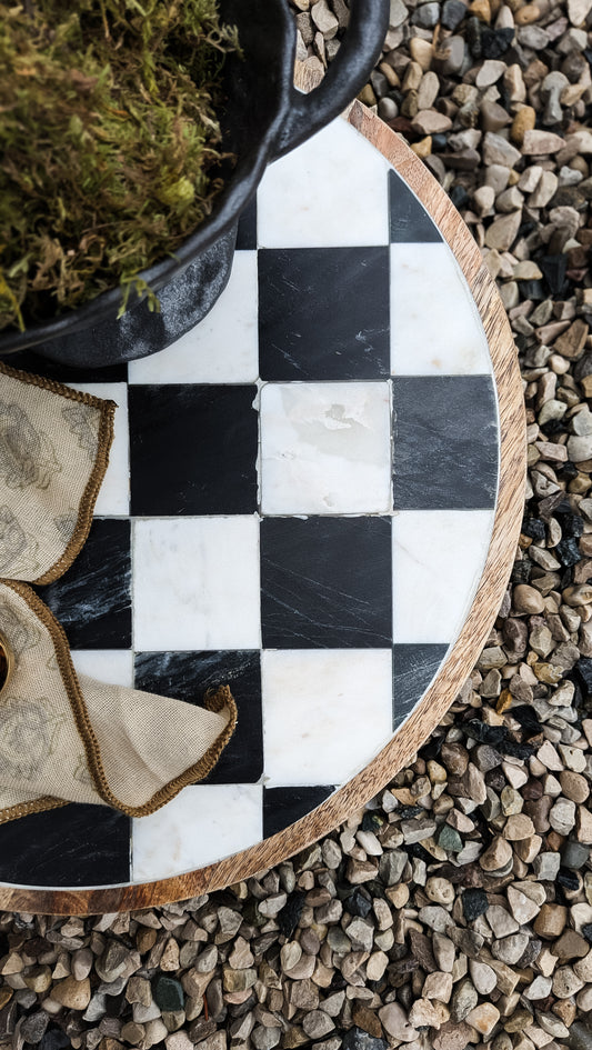 Marble Checkered Lazy Susan