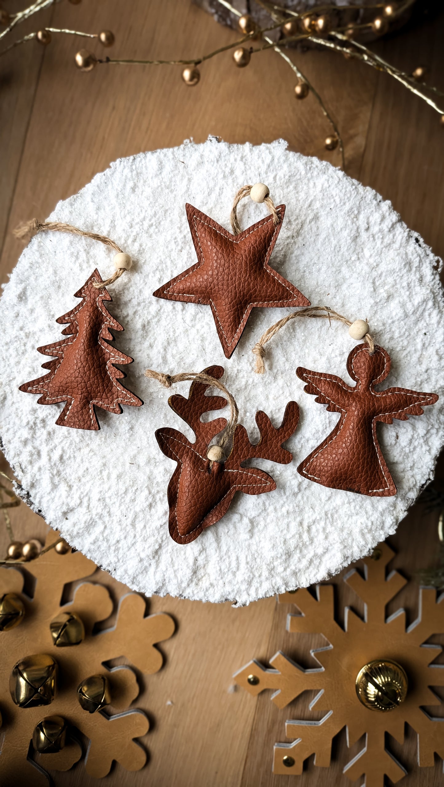 Faux Leather Christmas Ornaments