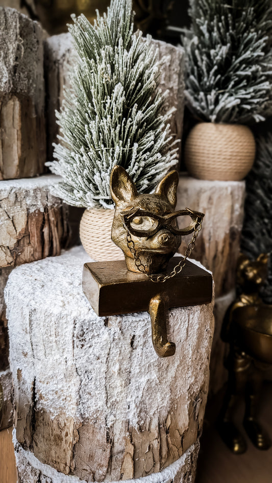 Eric + Eloise Collection Brass Stocking Holder, Eloise Fox