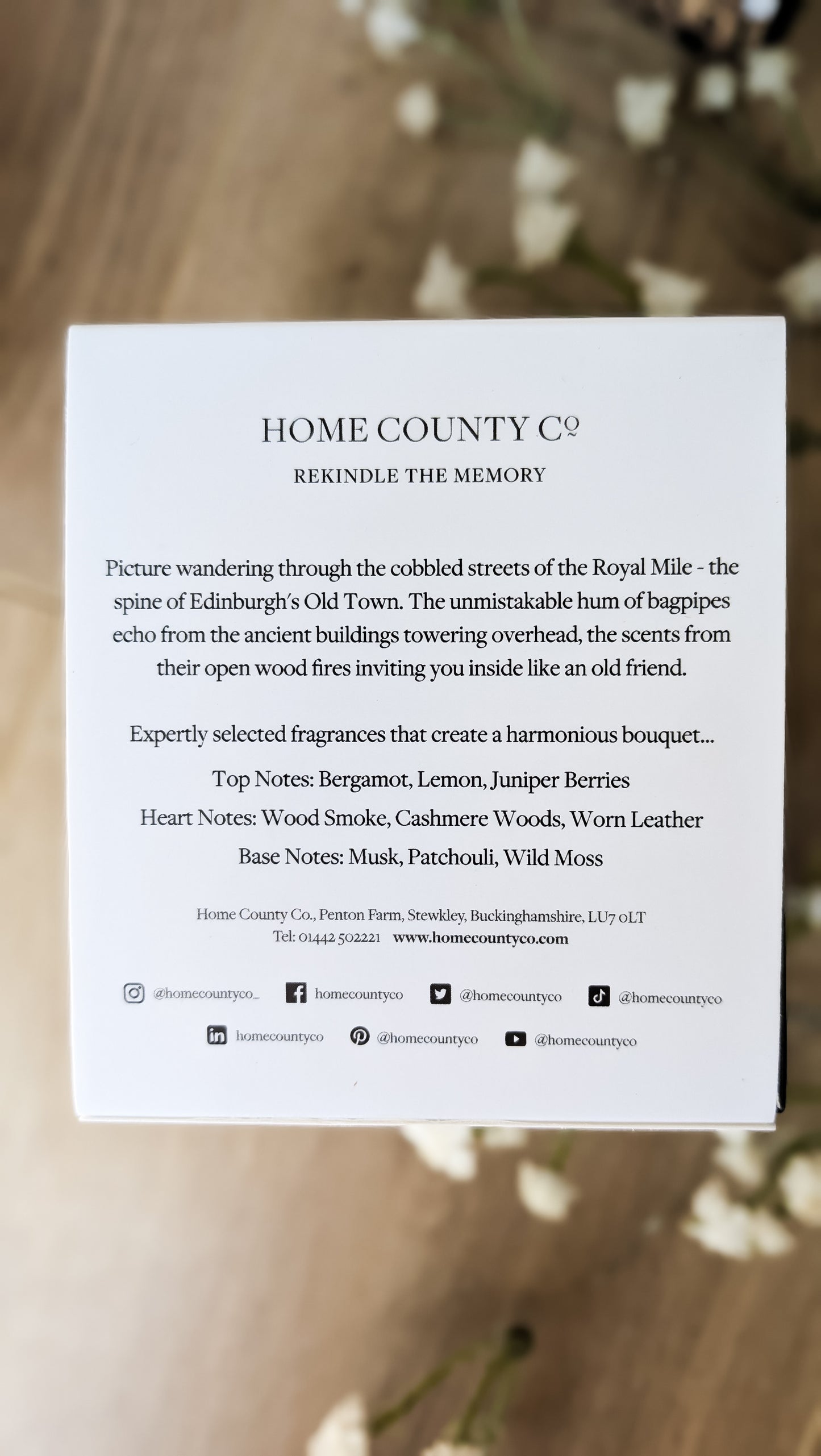 The Edinburgh & The Lothians - Wood Smoke & Wild Moss Candle