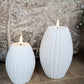 White Deluxe Ribbed LED Candle