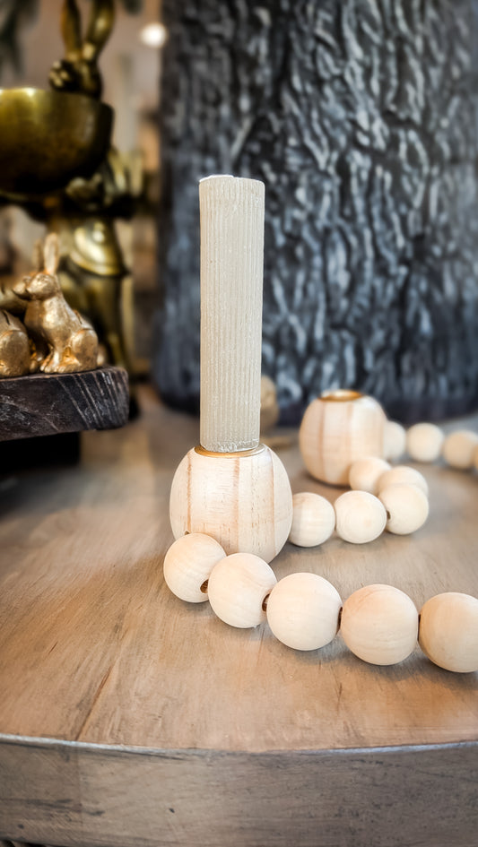 Beaded Candle Holder, Natural