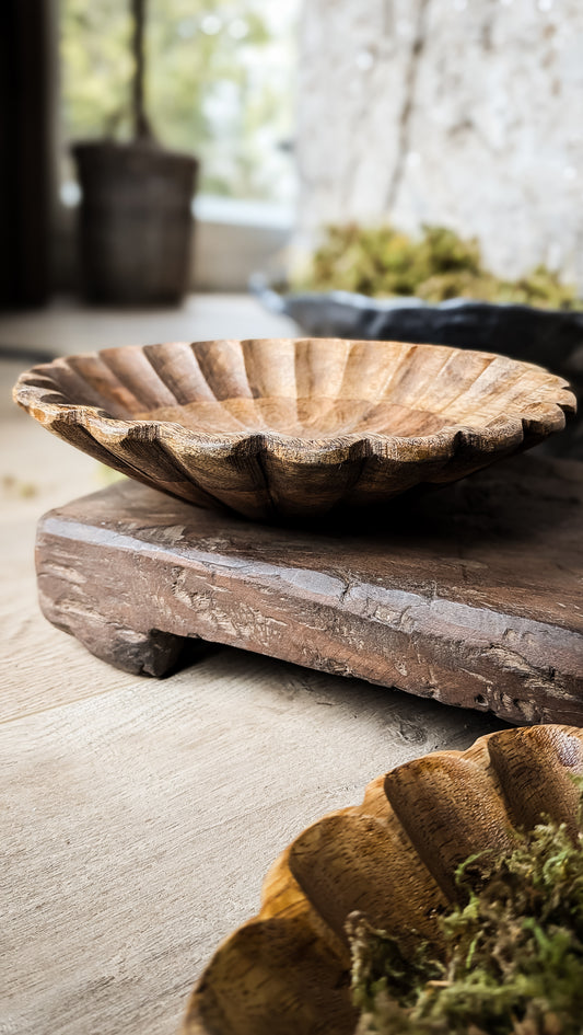 Scalloped Mango Wood Bowl