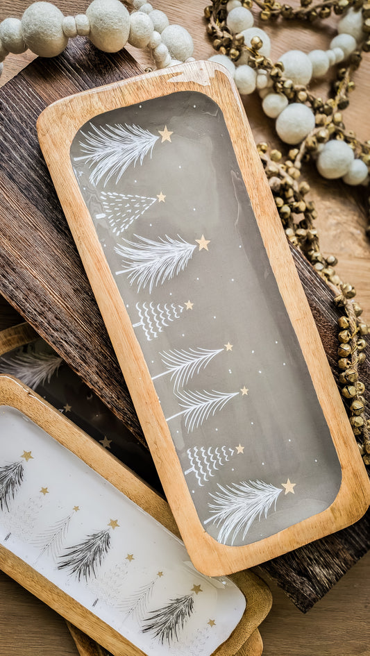 Winter Tree Serving Dish, Taupe