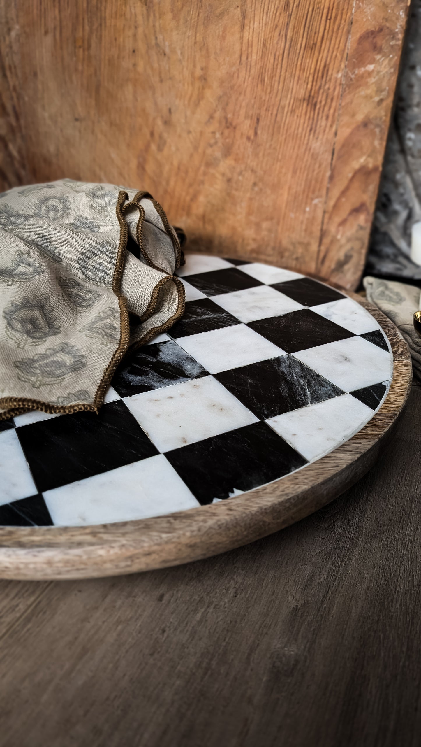 Marble Checkered Lazy Susan