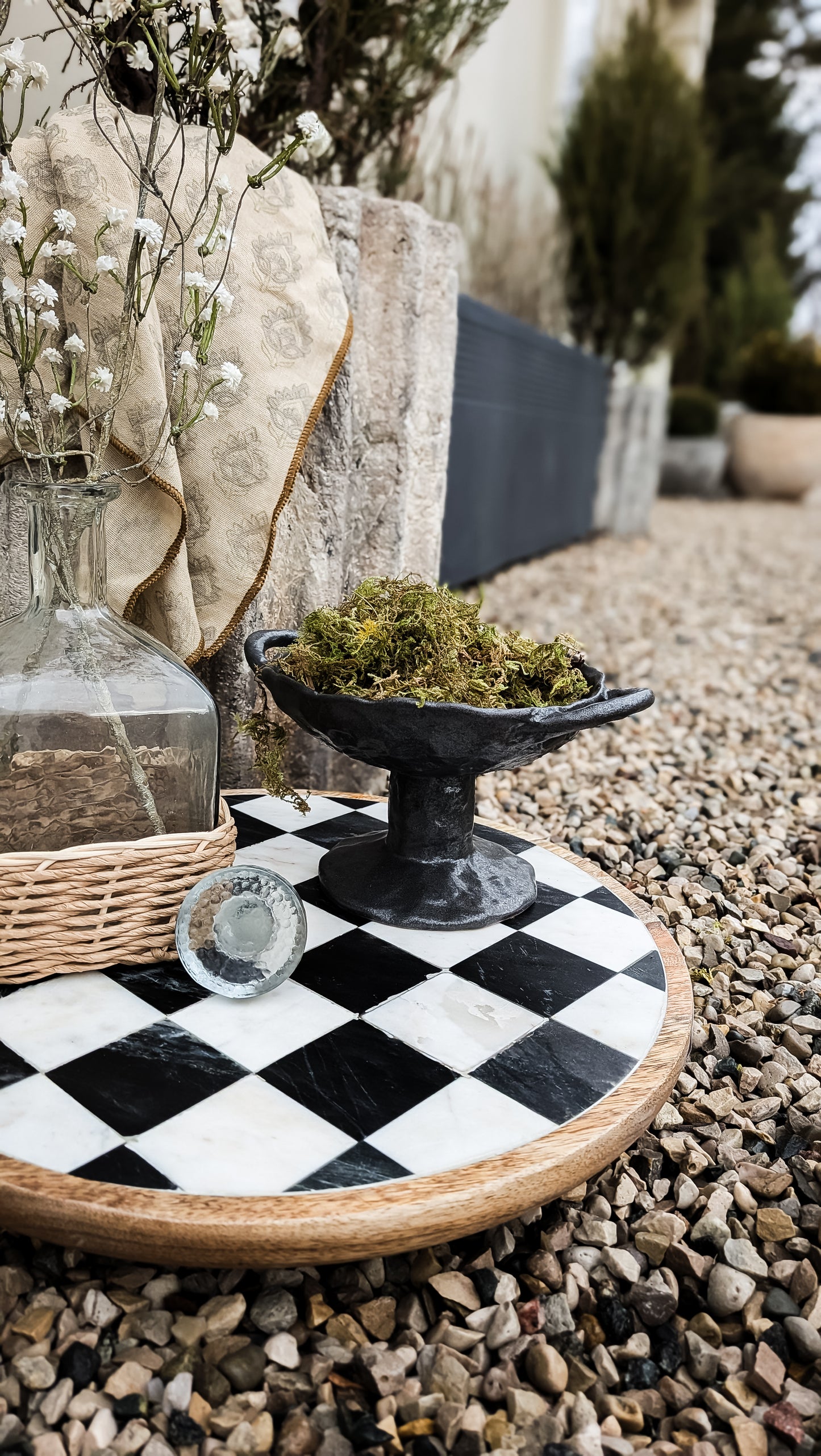 Marble Checkered Lazy Susan