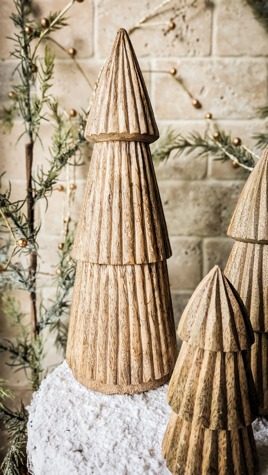 Fluted Wooden Tree, Natural