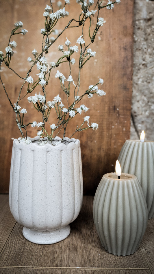 Smoke Deluxe Ribbed LED Candle