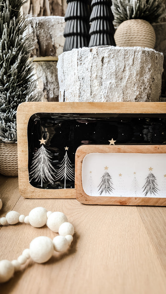 Winter Tree Serving Dish, Black