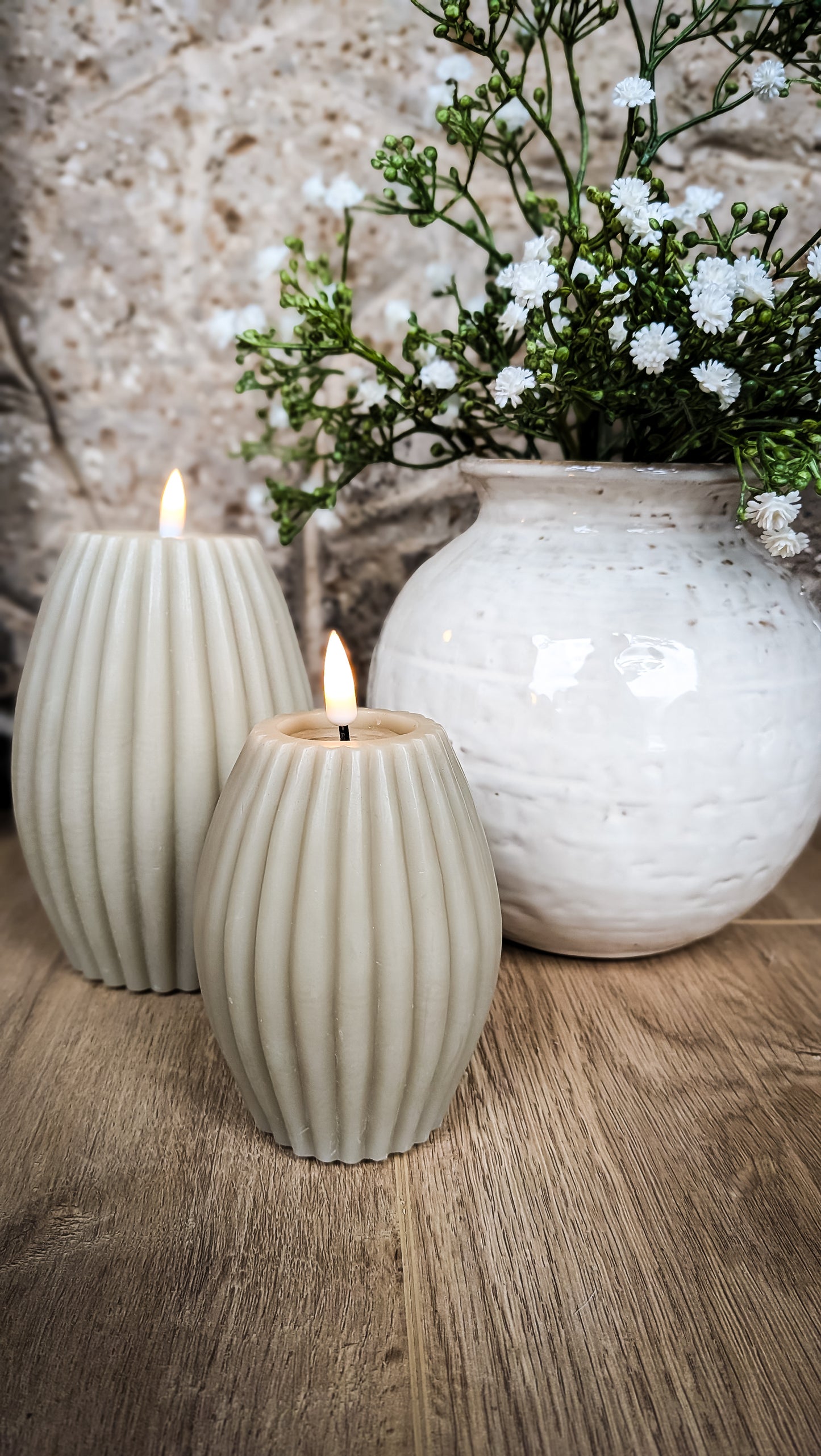 Smoke Deluxe Ribbed LED Candle