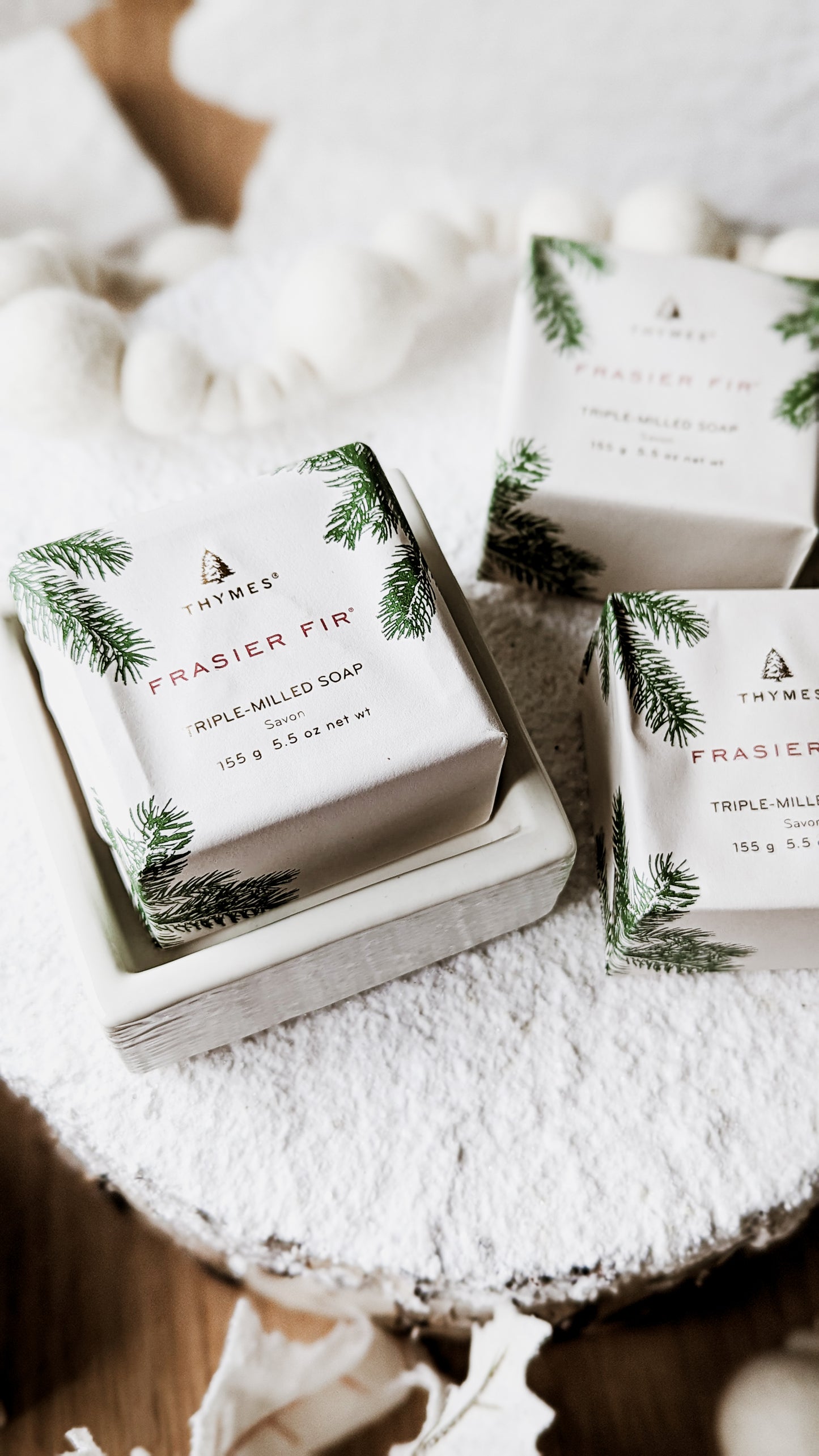 Thymes Frasier Fir Bar Soap & Dish Set