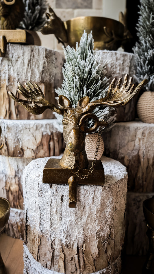 Eric + Eloise Collection Brass Stocking Holder, Eugene Moose