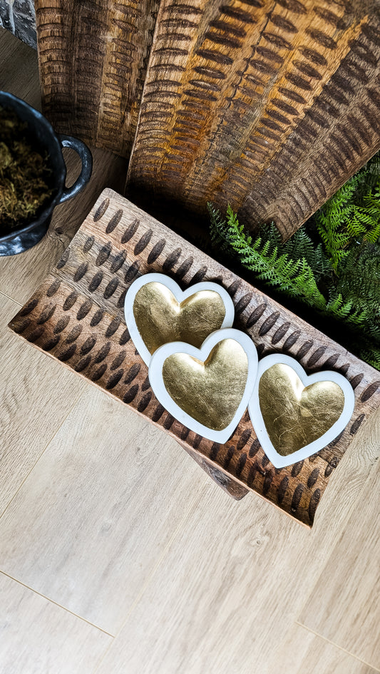 White Marble Foil Heart Tray