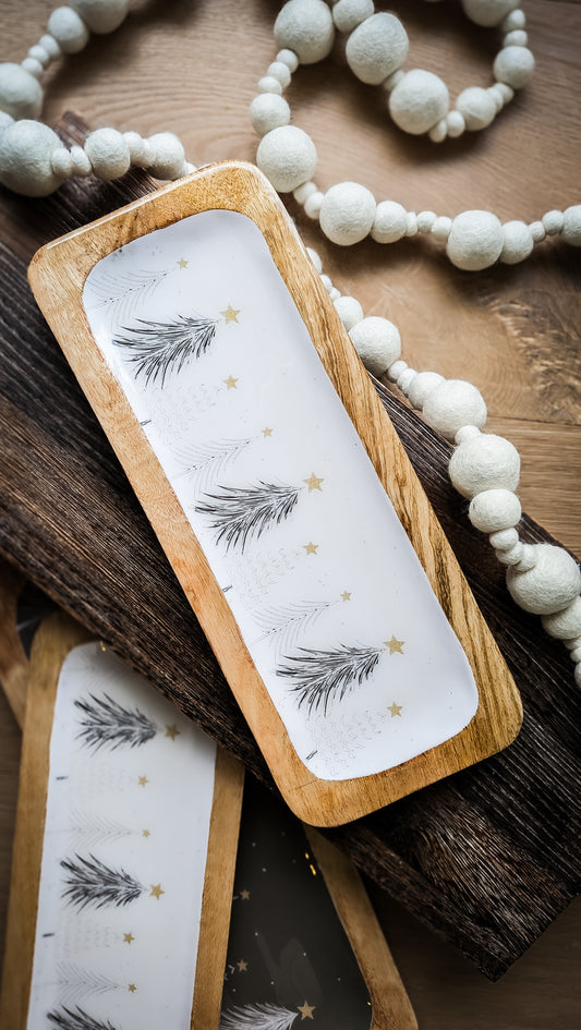 Winter Tree Serving Dish, White