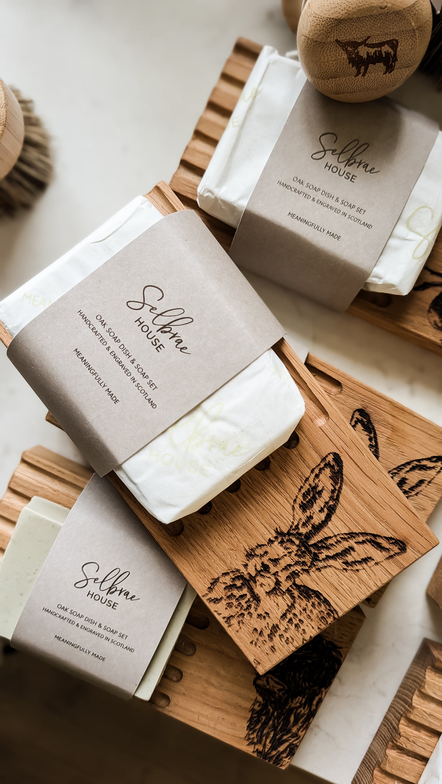 Branded Oak Dish & Soap Set