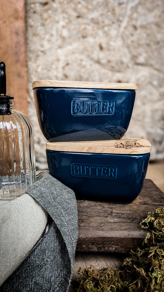 Selbrae House Branded Butter Dish, Navy